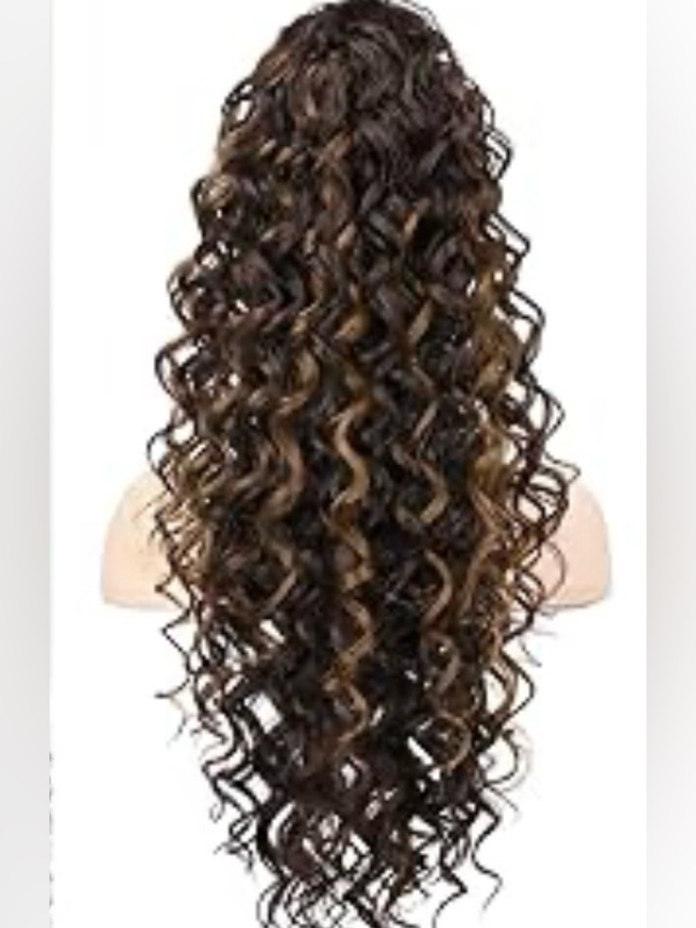 NEW Long Curly Brown Women's Hair Extension - Natural-Tone Accent